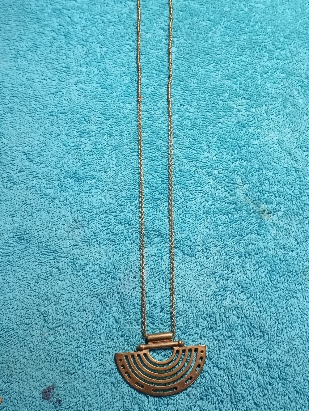 Delicate Beaded Gold-Tone Semi-Circle Pendant Necklace